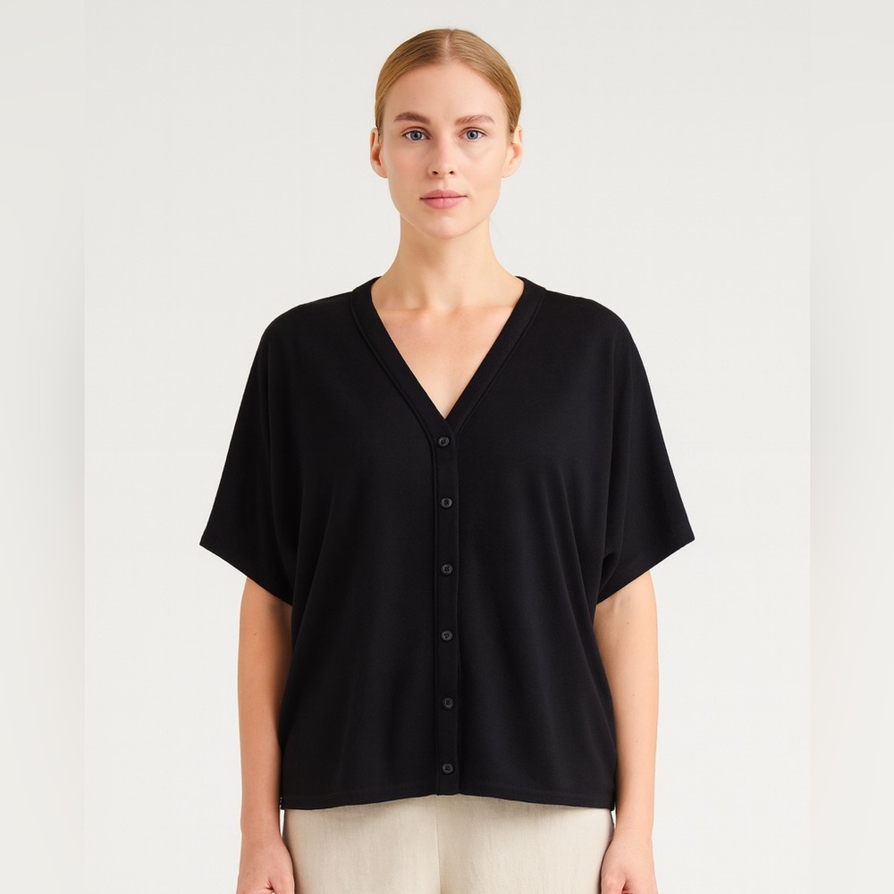 REITMANS  Black Dolman Sleeve Oversized Button Down Top